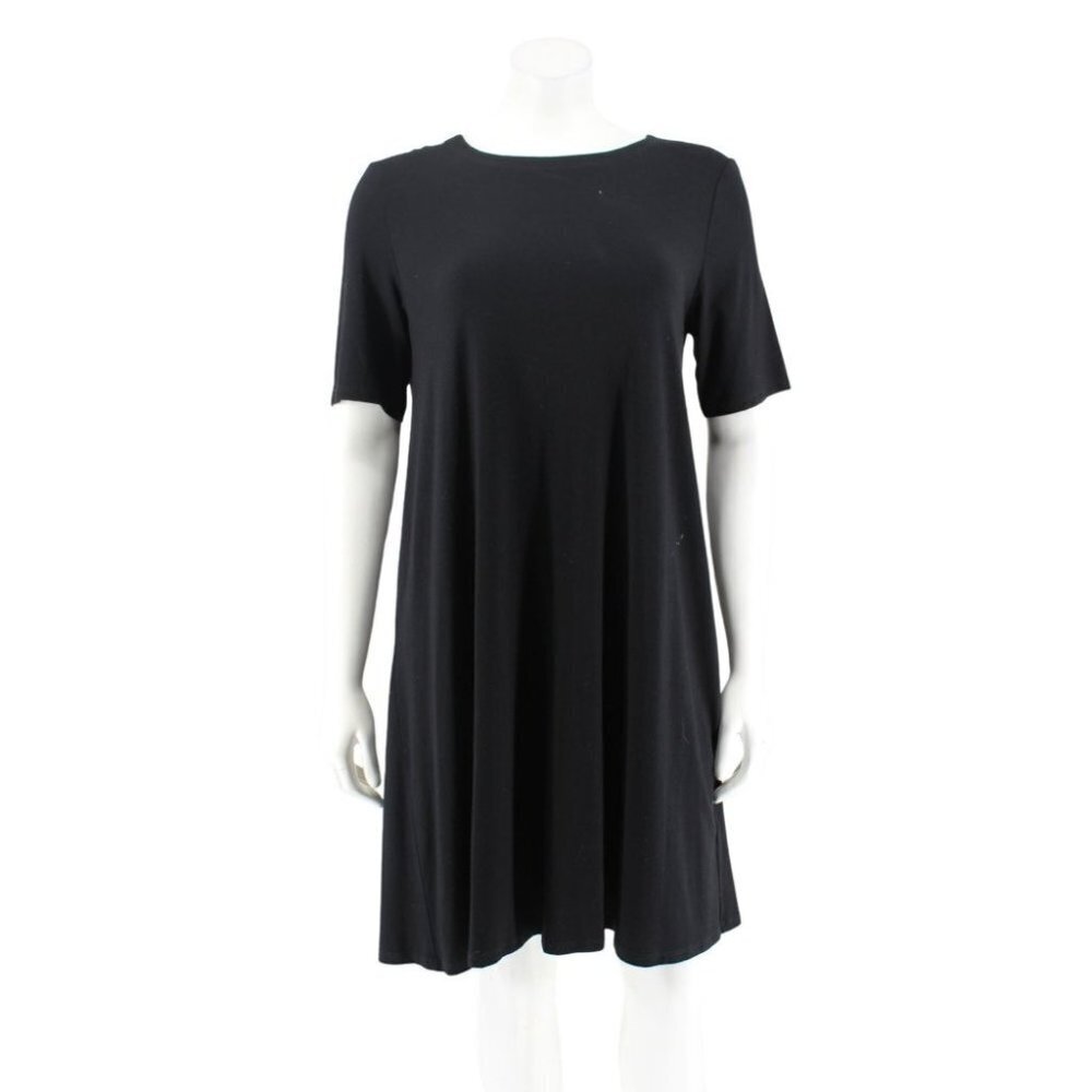 black knit swing dress Eileen Fisher | Dresses | Eileen Fisher Short Sleeve Aline Size S Womens dresses